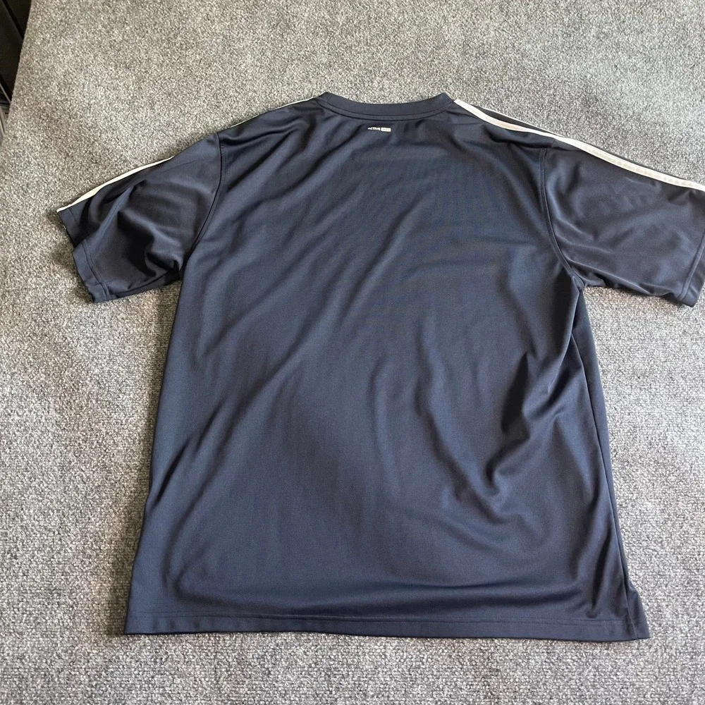Adidas Active 360 Mens 2XL‎ Navy Blue 3-Stripe Performance Training T-Shirt